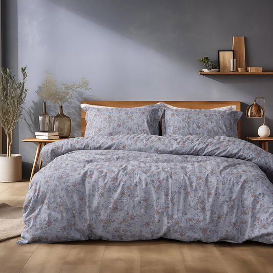 Σετ Κουβερλί Υπέρδιπλο Art 12212 Jasmine 100% Βαμβακοσατέν 300tc 220x240εκ Γκρι