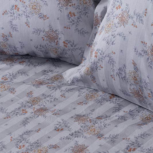 Σετ Παπλωματοθήκη Υπέρδιπλη Art 12212 Jasmine 100% Βαμβακοσατέν 300tc 230x250εκ Γκρι