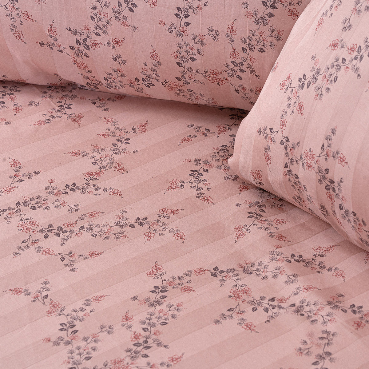 Σετ Παπλωματοθήκη Υπέρδιπλη Art 12214 Flora 100% Βαμβακοσατέν 300tc 230x250εκ Σομόν