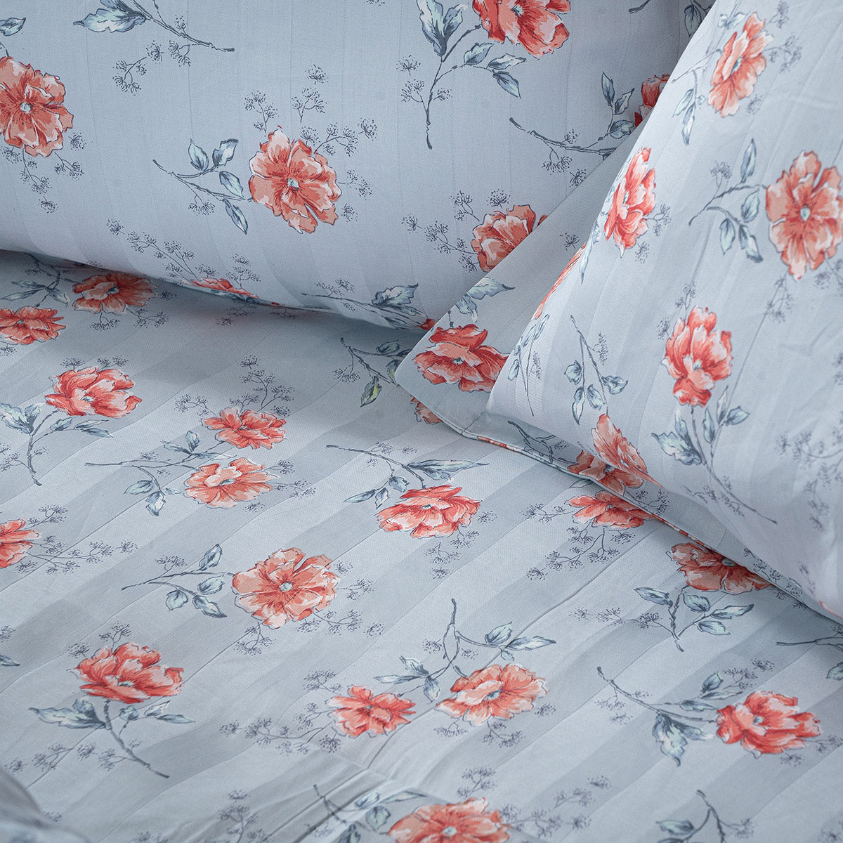 Σετ Σεντόνια Υπέρδιπλα Art 12219 Ivy 100% Βαμβακοσατέν 300tc 240x270εκ Γκρι