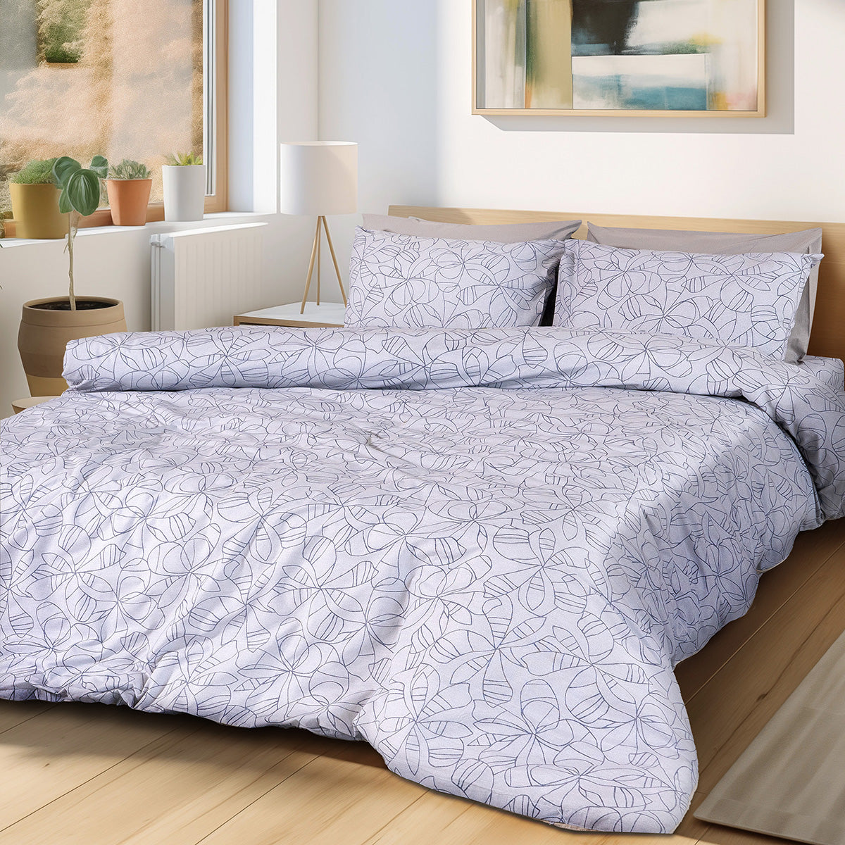 Σετ Σεντόνια Υπέρδιπλα με Λάστιχο Adela Art 12251 170x200+30εκ Γκρι