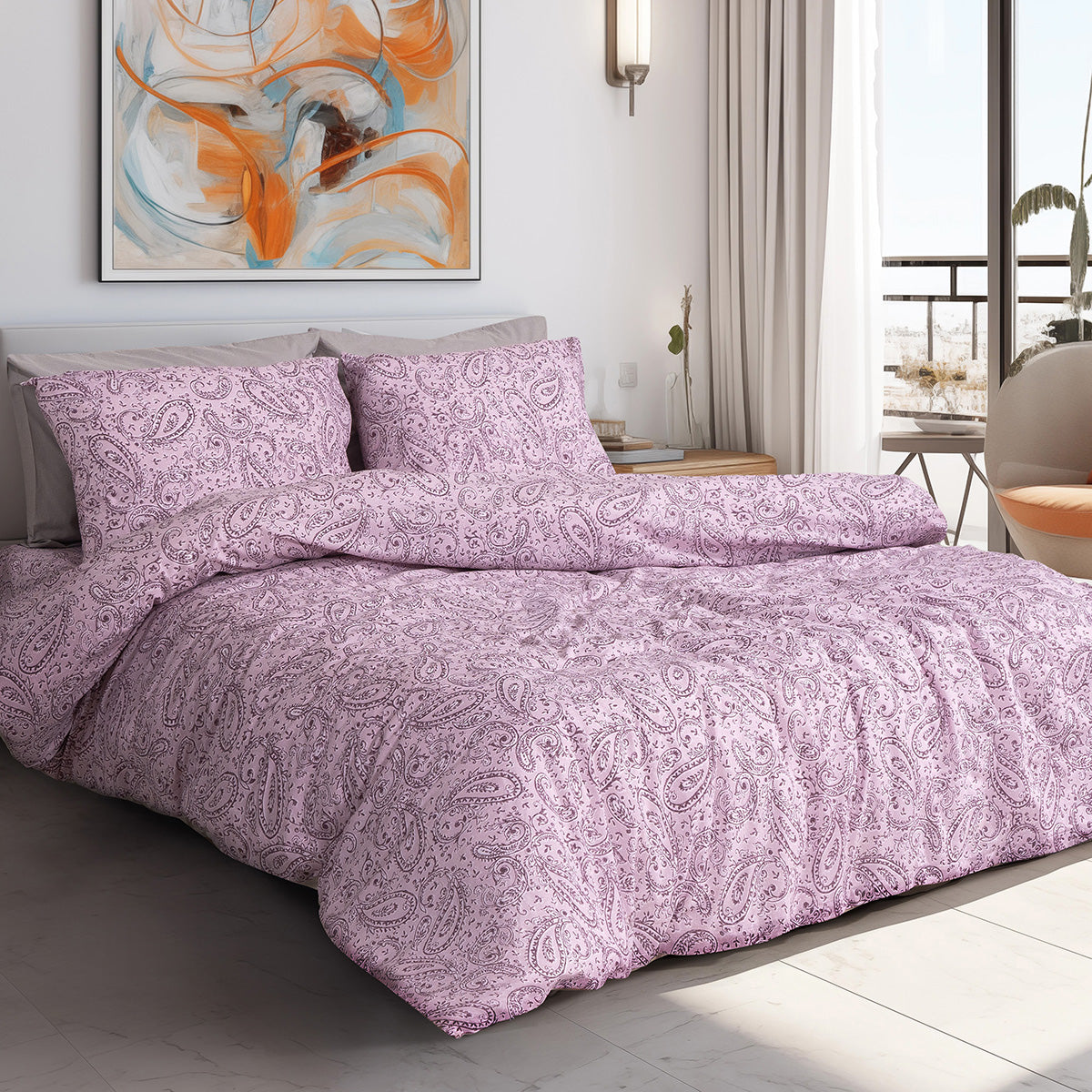 Σετ Σεντόνια Μονά με Λάστιχο Aelia Art 12257 100x200+30εκ Λιλά