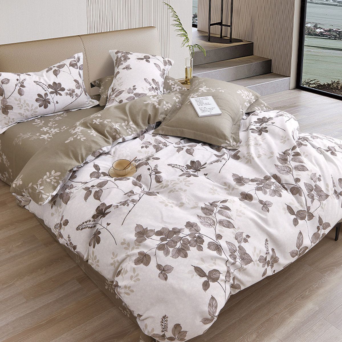 Σετ Παπλωματοθήκη Υπέρδιπλη Art 12275 Alcestis 230x250εκ Μόκα