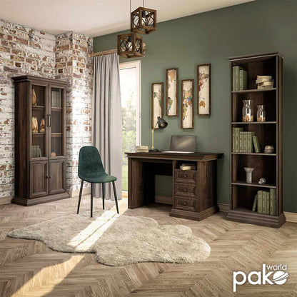 Βιτρίνα - Ντουλάπα Mozart με Τζάμι Χρώμα Καρυδί 78,5x38x188