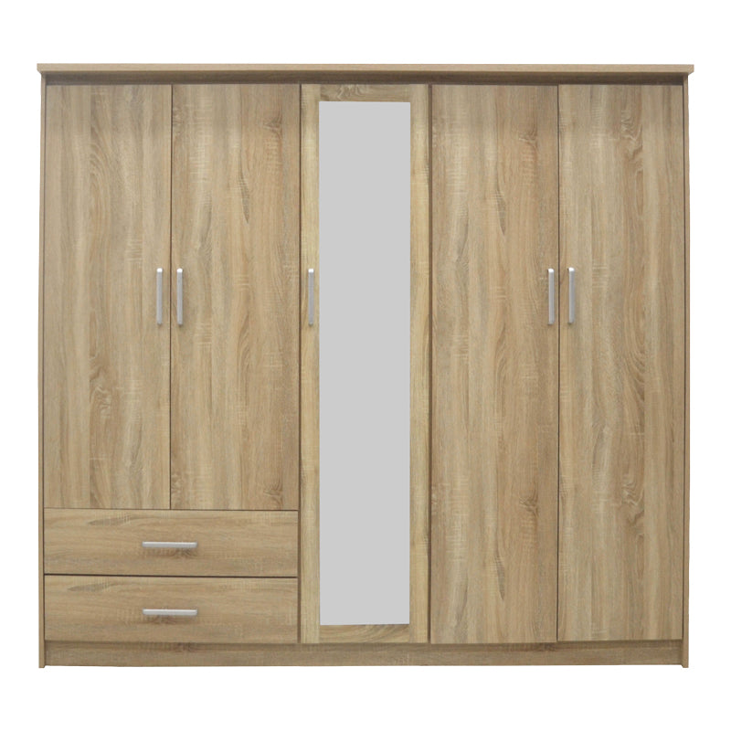 Ντουλάπα Ρούχων Πεντάφυλλη Olympus σε Φυσική Απόχρωση 198x57x183