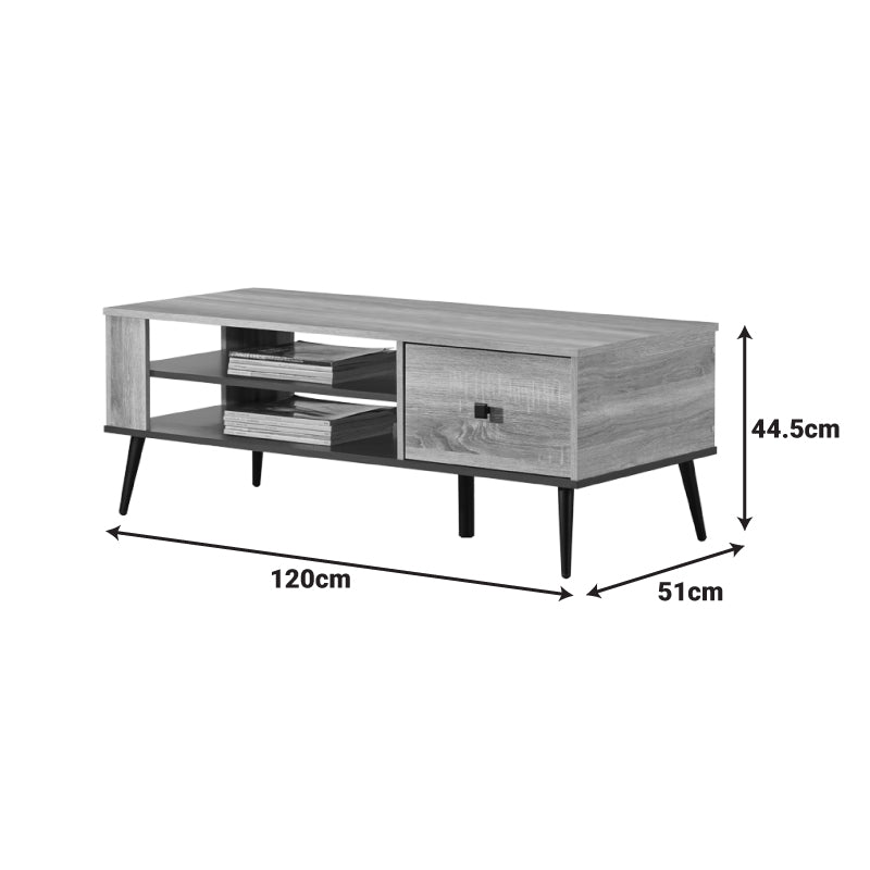 Τραπέζι Σαλονιού Zezan σε Sonoma-Ανθρακί Απόχρωση 120x51x44.5