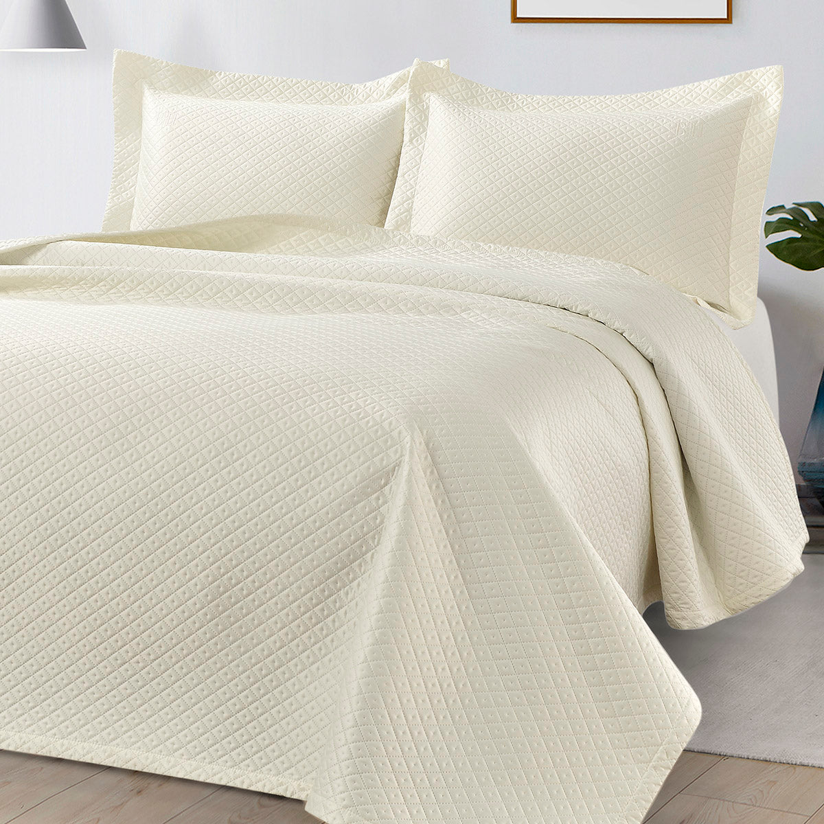 Σετ Κουβερλί Υπέρδιπλο Aidna Art 12310 230x250εκ Εκρού