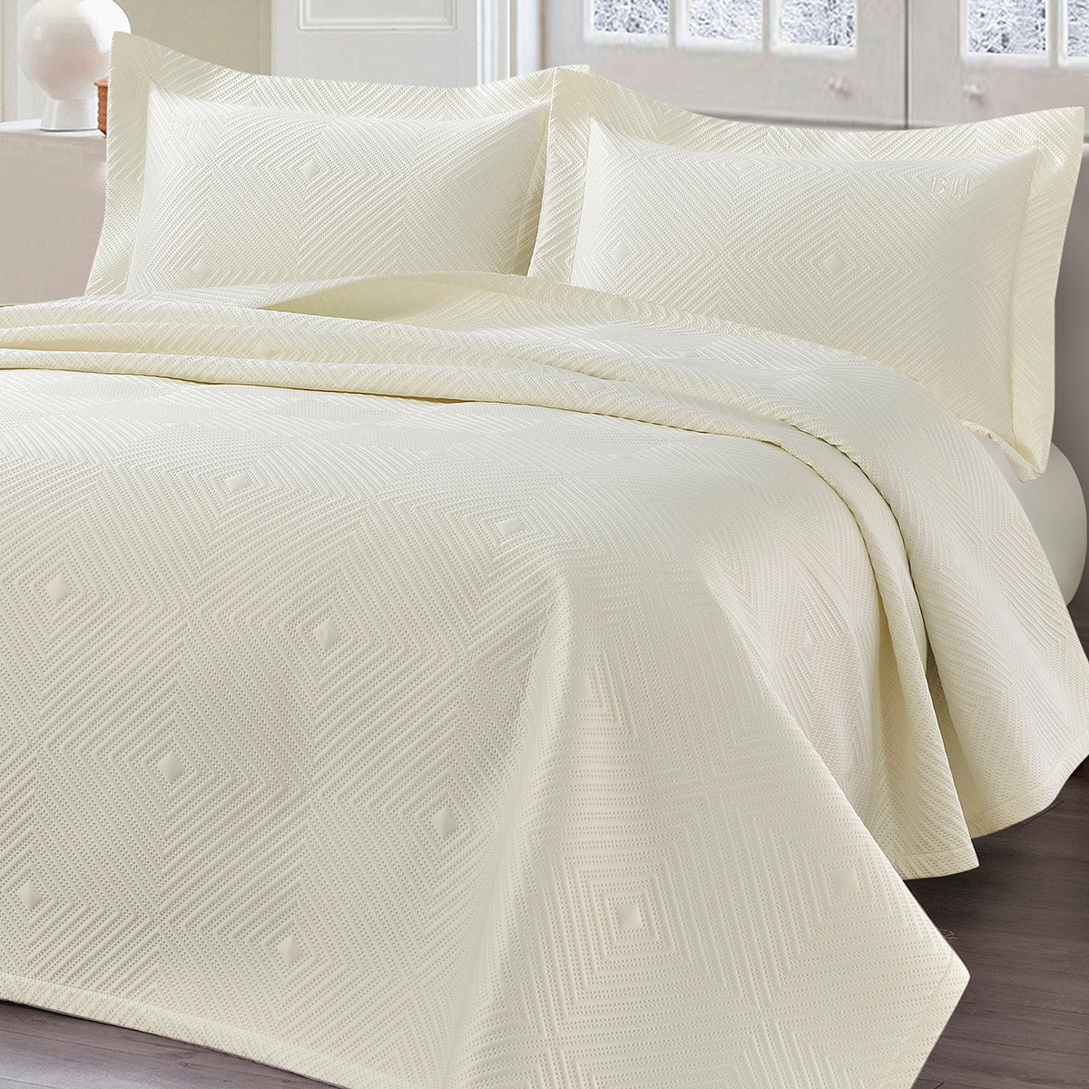 Σετ Κουβερλί Υπέρδιπλο Titania Art 12318 230x250εκ Εκρού