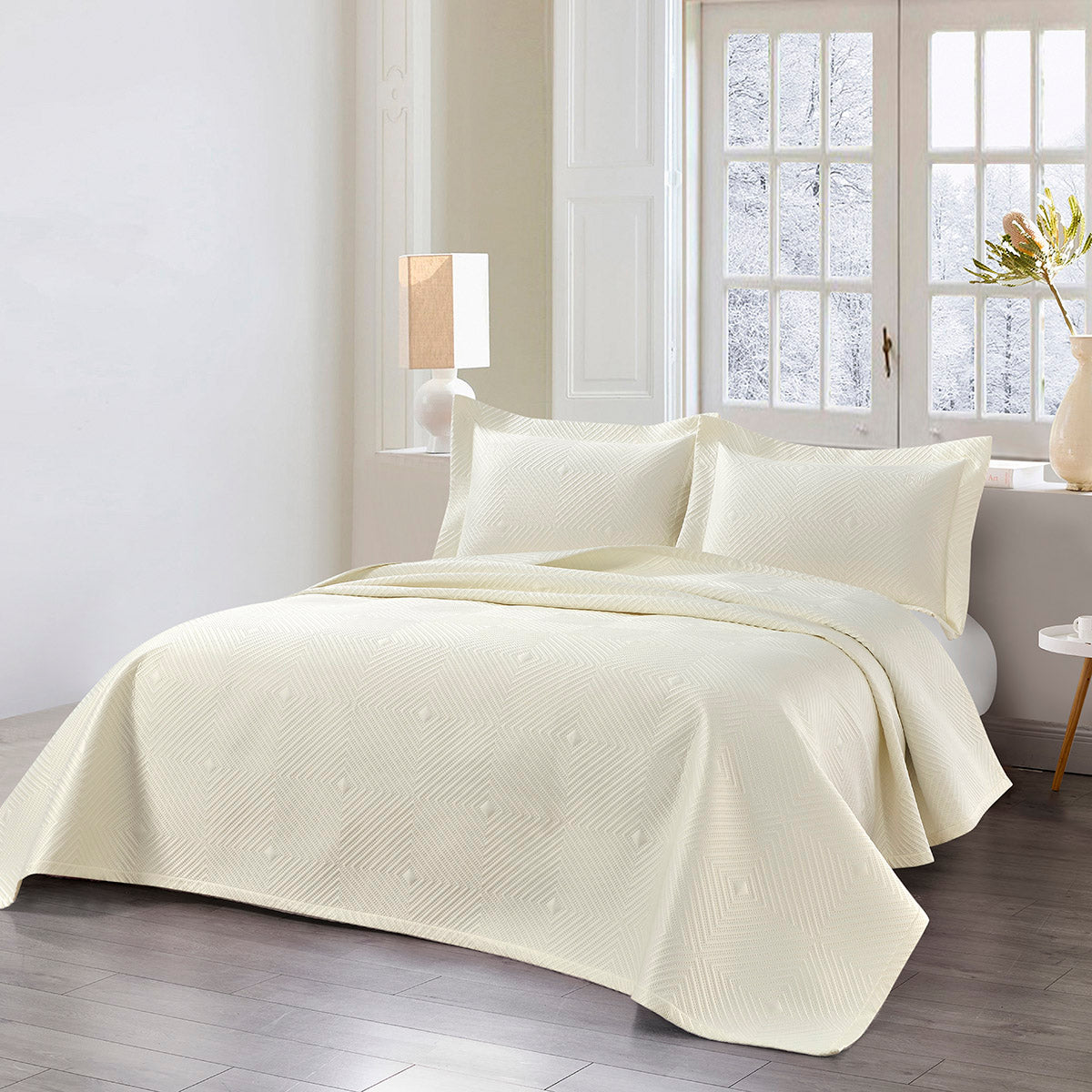 Σετ Κουβερλί Υπέρδιπλο Titania Art 12318 230x250εκ Εκρού