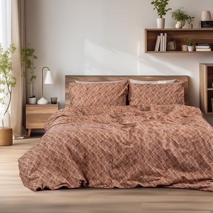 Σετ Σεντόνια Φανελένια King Size με Λάστιχο Frida Art 12336 185x200+32εκ Κεραμιδί