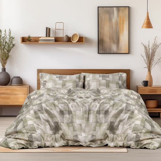 Σετ Σεντόνια Φανελένια Υπέρδιπλα με Λάστιχο Degas Art 12337 170x200+32εκ Πράσινο