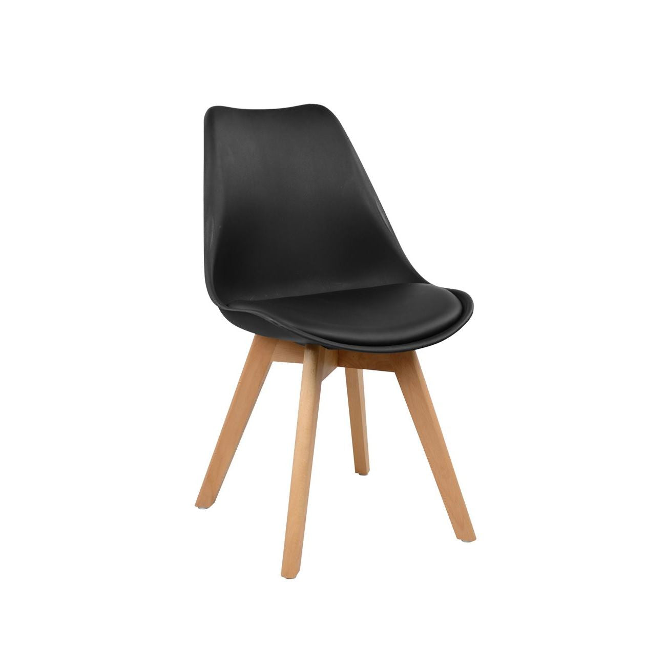 Καρέκλα Lora Μαύρο με Ξύλινα Πόδια 47x56.6x82