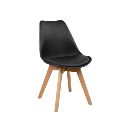 Καρέκλα Lora Μαύρο με Ξύλινα Πόδια 47x56.6x82