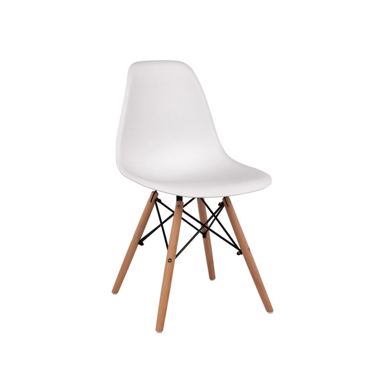 Καρέκλα Stefan Λευκό με Ξύλινα Πόδια 46.5x53x82