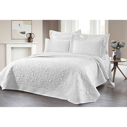 King Size Quilted Bedspread Set Rose Art 12500 230x250cm White