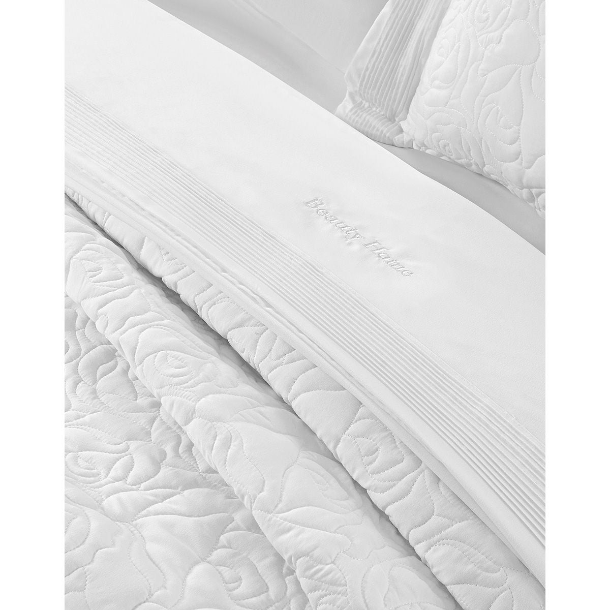King Size Quilted Bedspread Set Rose Art 12500 230x250cm White
