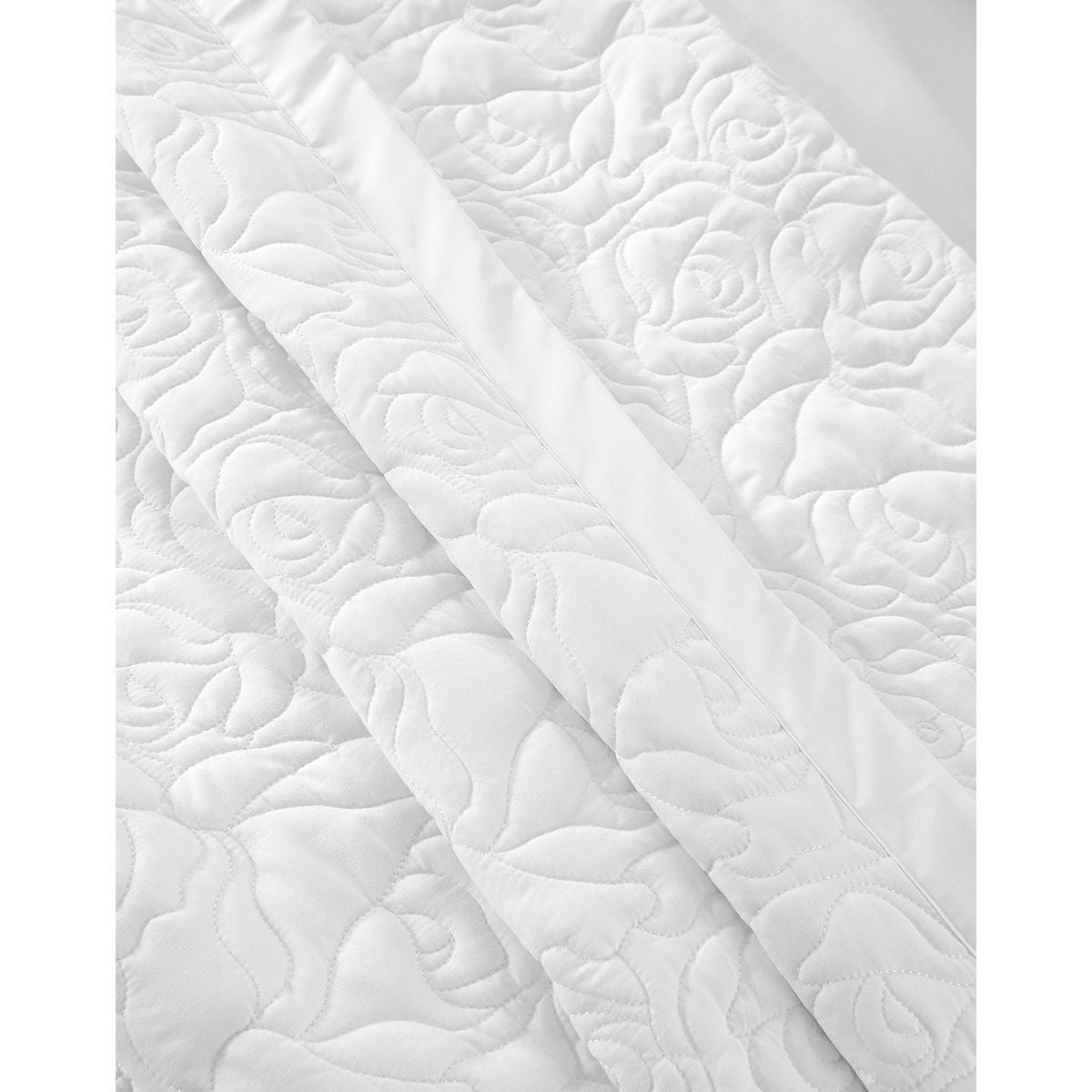 King Size Quilted Bedspread Set Rose Art 12500 230x250cm White