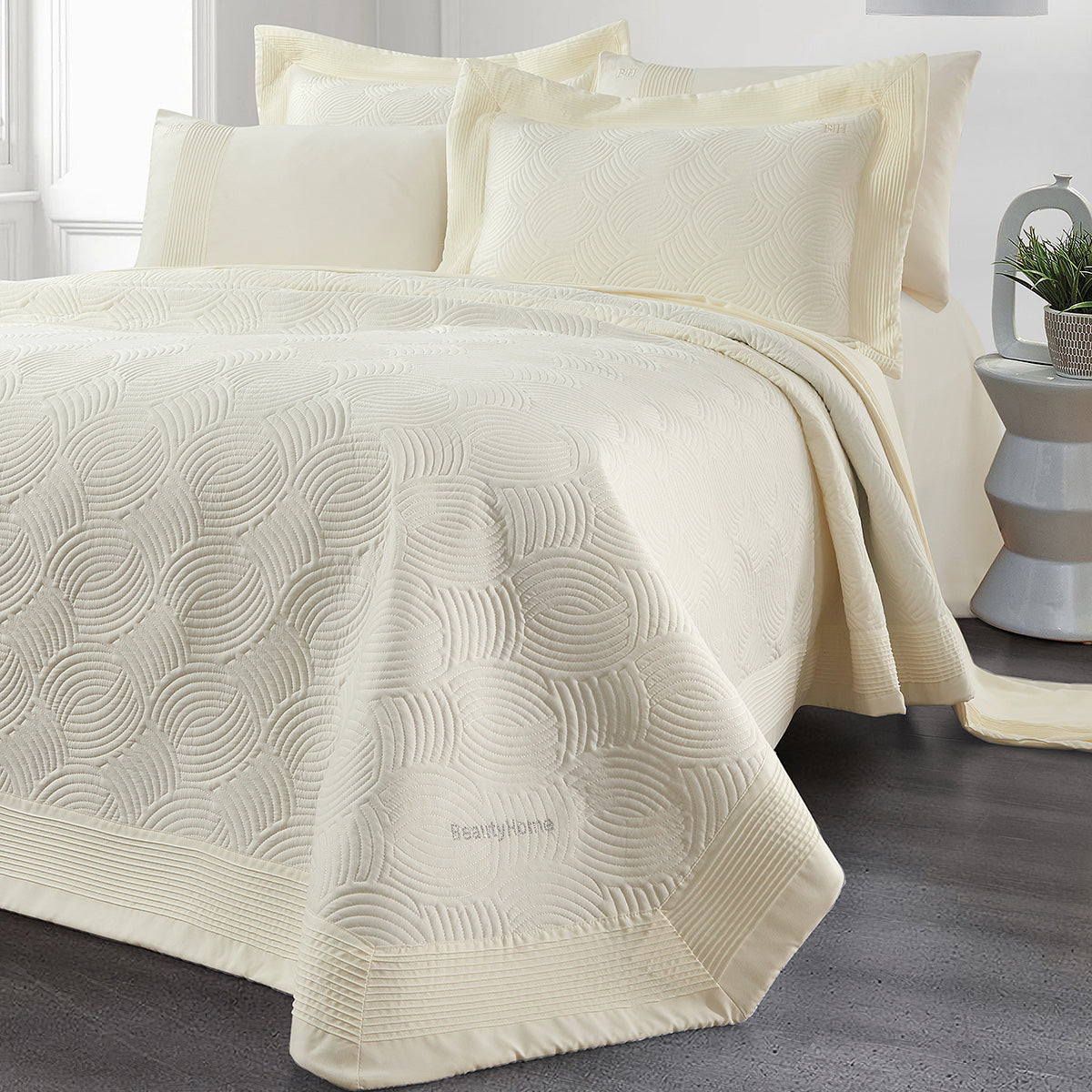 Σετ Κουβερλί Υπέρδιπλο Clio Art 12503 230x250εκ Εκρού