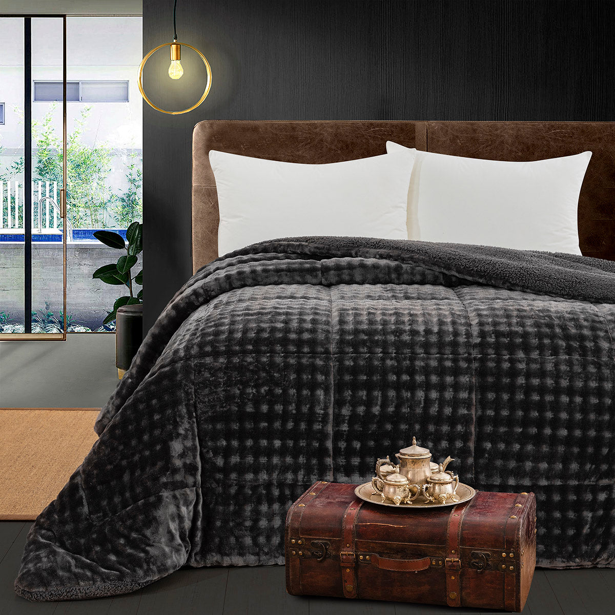 Κουβερτοπάπλωμα Υπέρδιπλο Art 12513 220x240εκ Ανθρακί