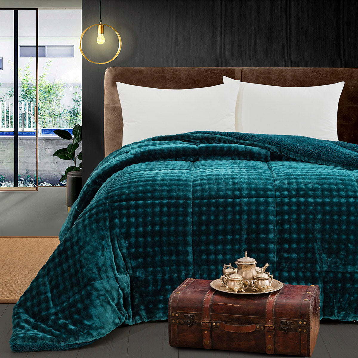 Κουβερτοπάπλωμα Υπέρδιπλο Art 12514 220x240εκ Πετρόλ