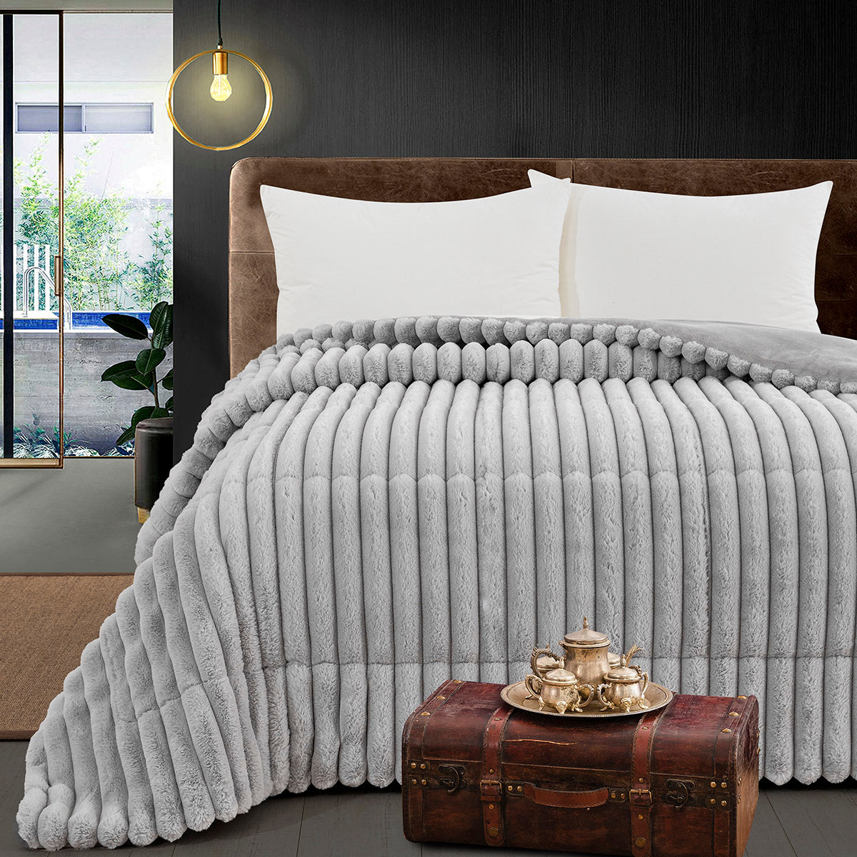 Κουβερτοπάπλωμα Υπέρδιπλο Art 12522 220x240εκ Γκρι