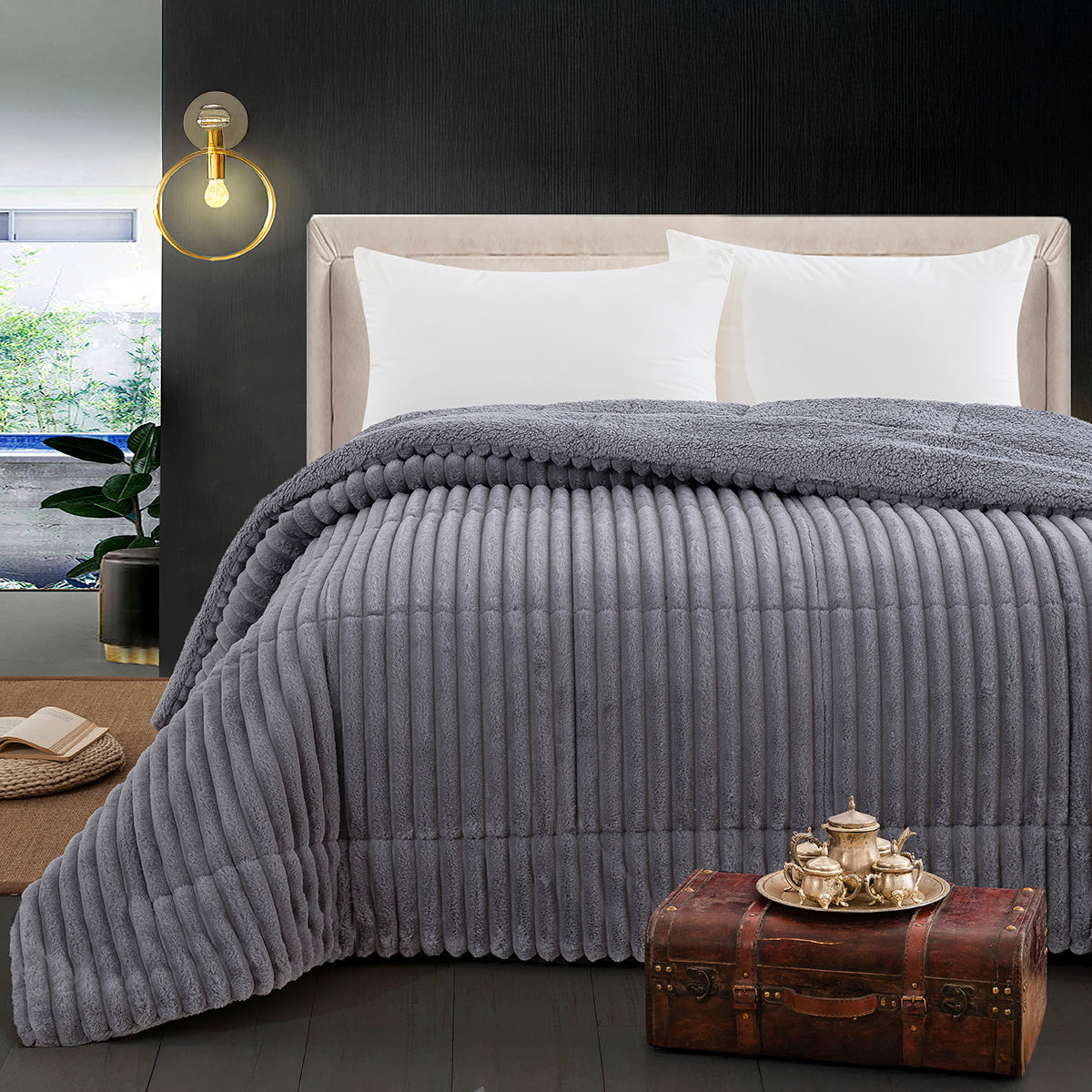 Κουβερτοπάπλωμα Υπέρδιπλο Art 12524 220x240εκ Ανθρακί