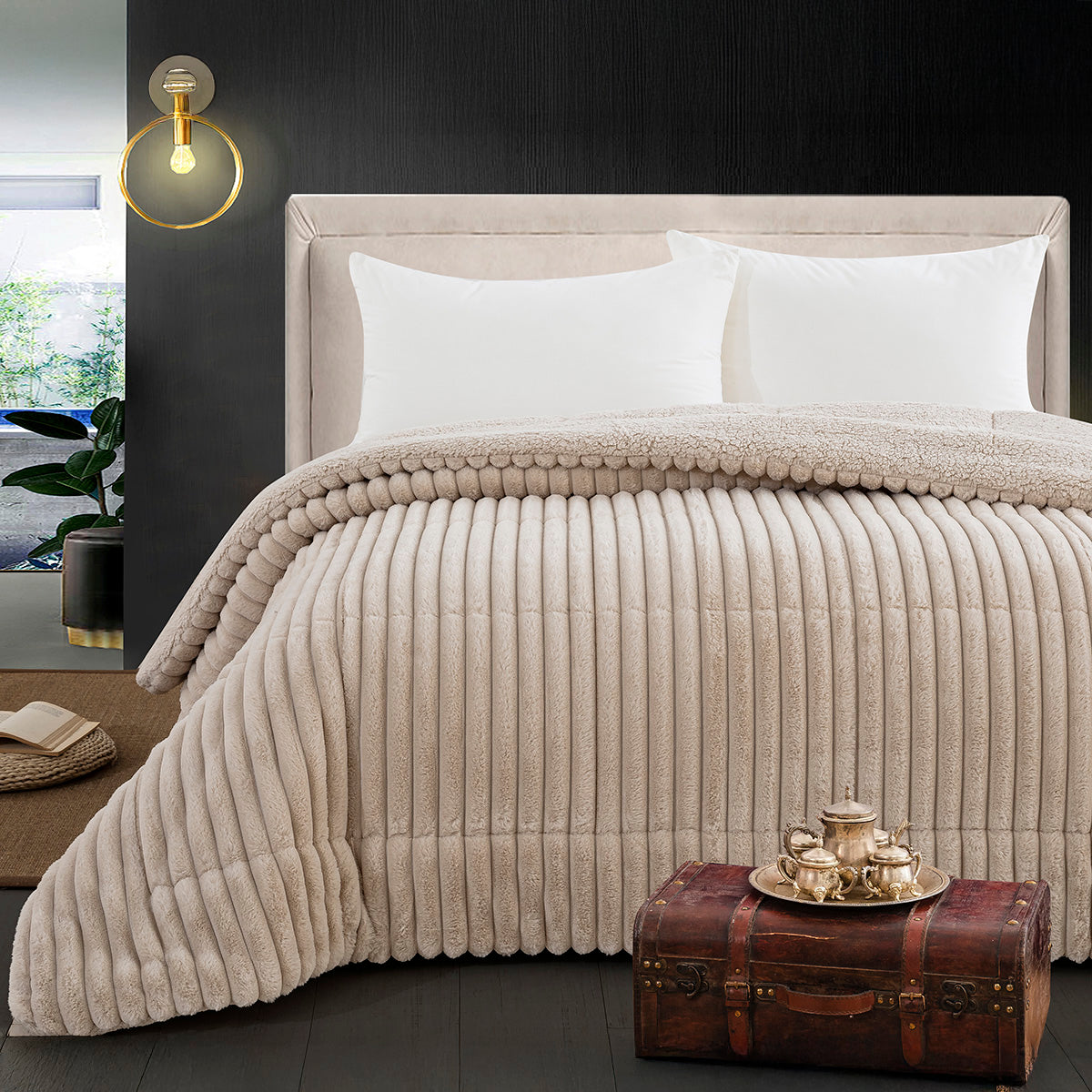 Κουβερτοπάπλωμα Υπέρδιπλο Art 12525 220x240εκ Μπεζ