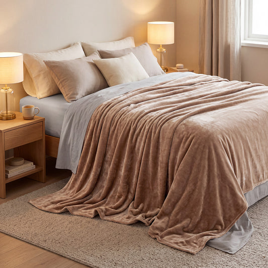 Κουβέρτα Μονή Velora Art 12550 100% Polyester Super Soft 550gsm 160x220εκ Άμμου