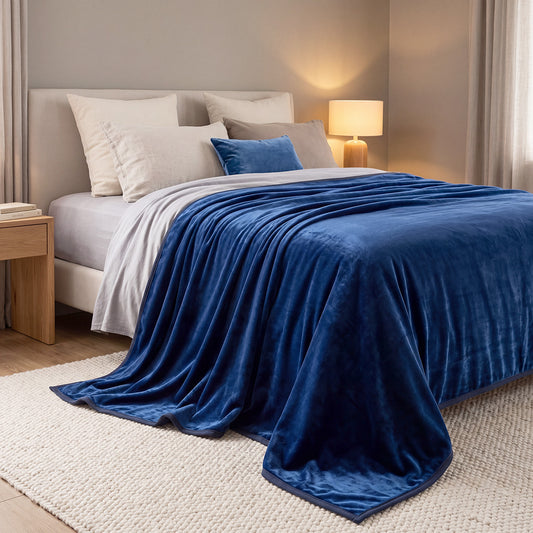 Κουβέρτα Μονή Velora Art 12550 100% Polyester Super Soft 550gsm 160x220εκ Μπλε