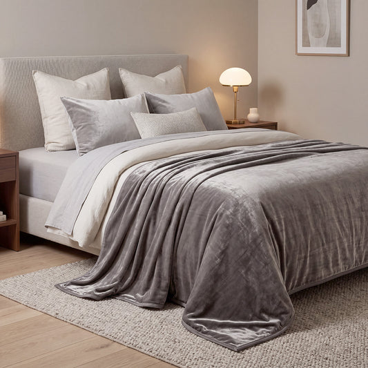 Κουβέρτα Υπέρδιπλη Velora Art 12550 100% Polyester Super Soft 550gsm 220x240εκ Γκρι