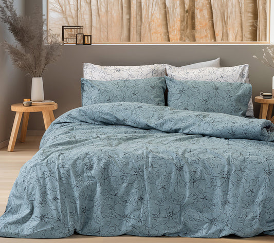 Σετ Παπλωματοθήκη Φανελένια Υπέρδιπλη Nebbiolo Art 12636 230x250εκ Πετρόλ