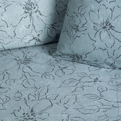 Σετ Σεντόνια Φανελένια Υπέρδιπλα με Λάστιχο Nebbiolo Art 12636 170x200+32εκ Πετρόλ