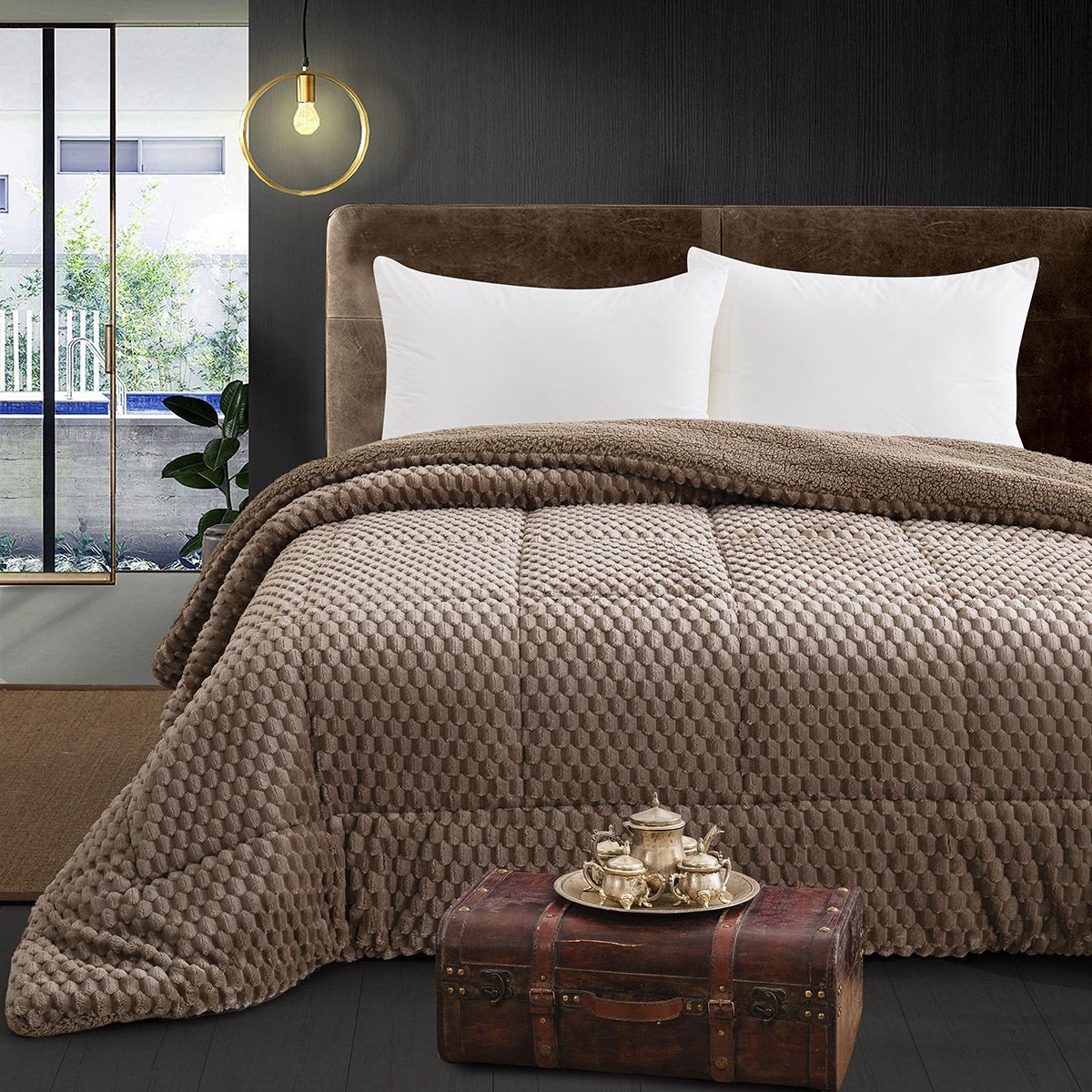 Κουβερτοπάπλωμα Μονό Art 12654 160x240εκ Μόκα