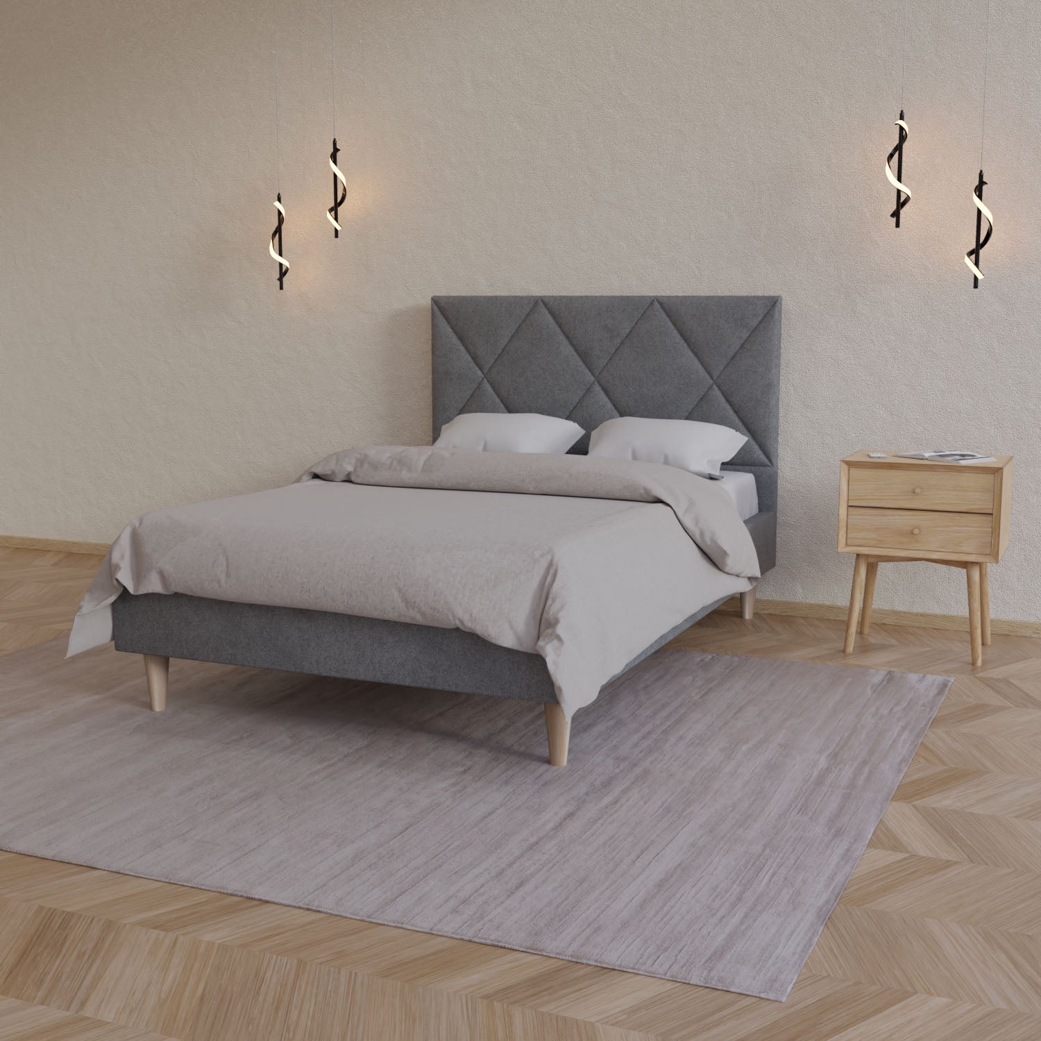 Κρεβάτι Fortuna Γκρι 140x200εκ