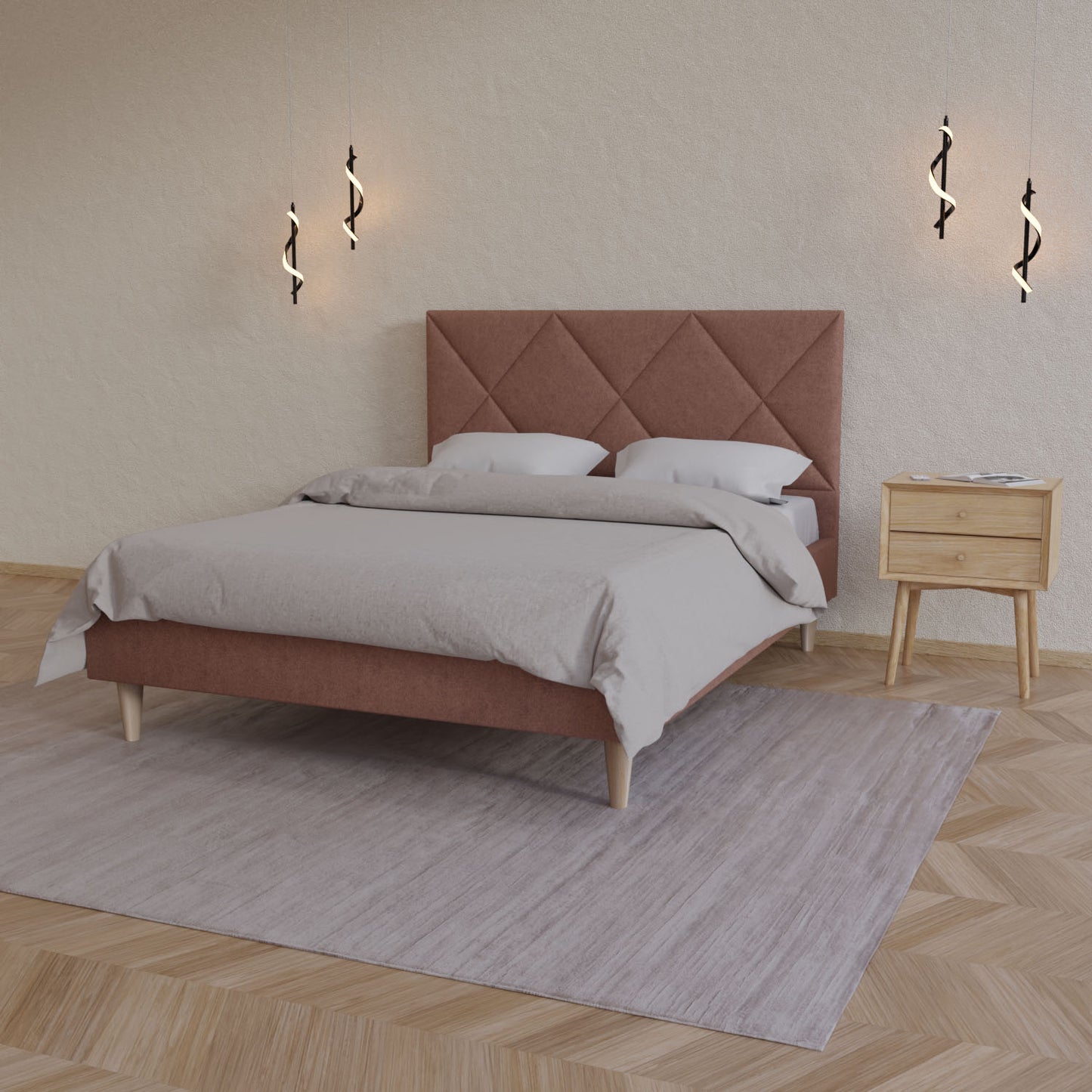 Κρεβάτι Fortuna Τερακότα 160x200εκ