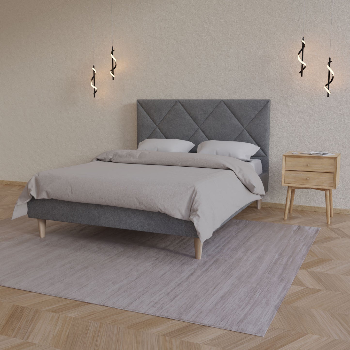 Κρεβάτι Fortuna Γκρι 160x200εκ