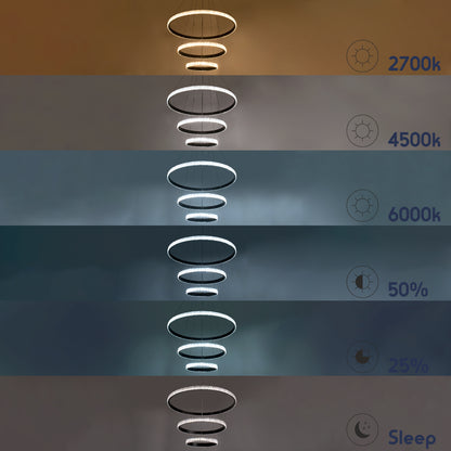 DIAMOND TRIO 61137-DECO Μοντέρνο Κρεμαστό Φωτιστικό Οροφής LED 100W 12123lm 360° AC 220-240V IP20 Ρυθμιζόμενο Λευκό CCT με Χειριστήριο από 2700K έως 6000K Dimmable - Lumileds SMD Chip - Χρυσό Βούρτσας - Μ25 x Π40 x Υ60