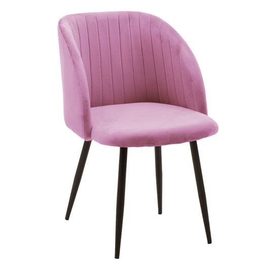 Πολυθρόνα Oasis Βελούδο Ροζ-Πόδι Μαύρο Μέταλλο 54X52X84