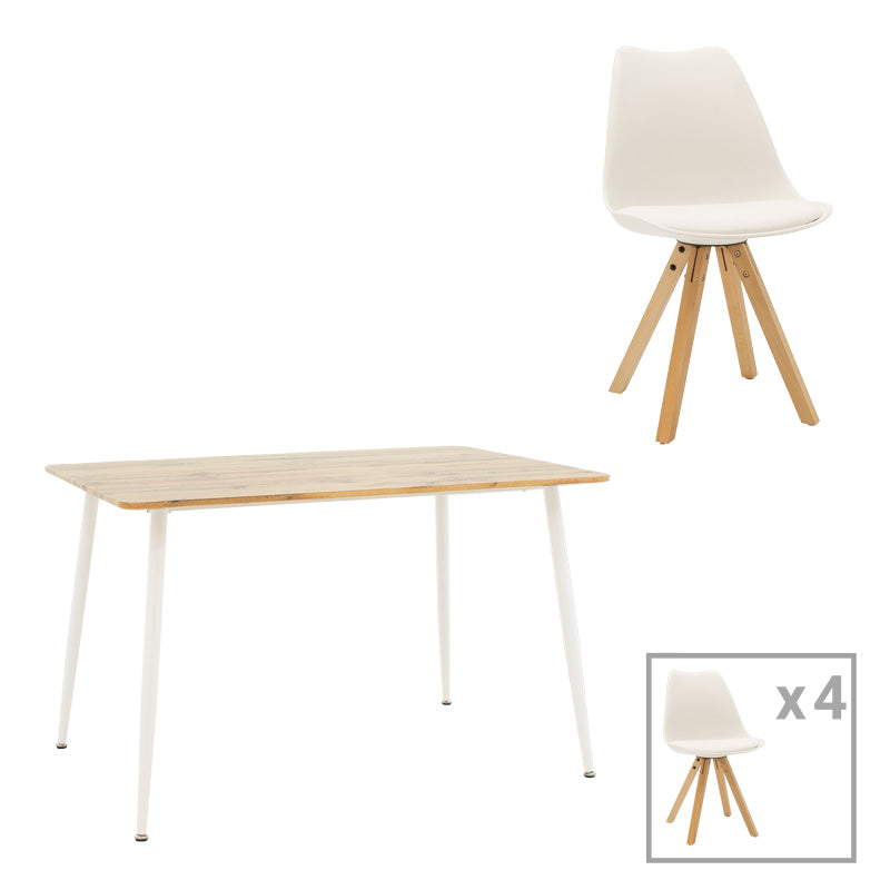 Τραπεζαρία Cuba-Caron Σετ 5 Τεμ Sonoma-Λευκό 120x80x75