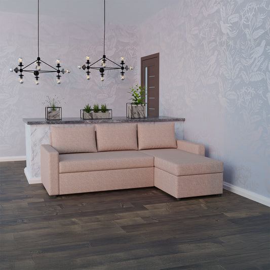 Γωνιακός Καναπές Κρεβάτι Concept με Αναστρέψιμη Γωνία & Αποθηκευτικό Χώρο Σάπιο Μήλο 218x153x80