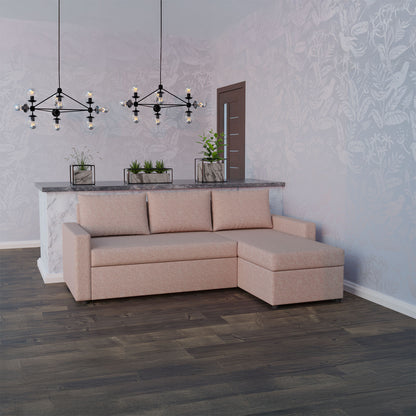 Γωνιακός Καναπές Κρεβάτι Concept με Αναστρέψιμη Γωνία & Αποθηκευτικό Χώρο Σάπιο Μήλο 218x153x80