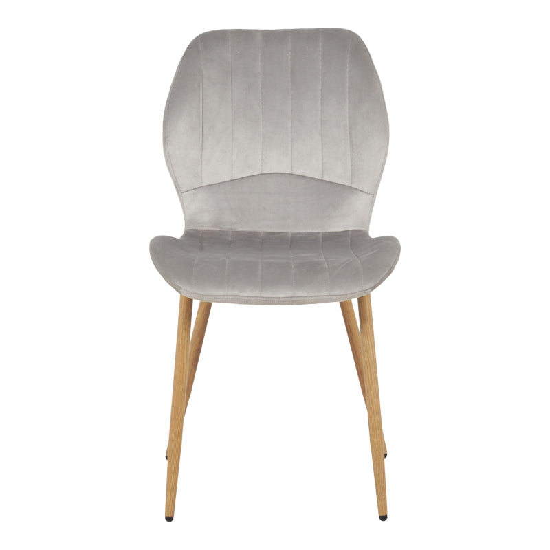 Καρέκλα Jelour Βελούδο σε Γκρι Απόχρωση-Πόδια Φυσικά Μεταλλικά 46.5x60x84