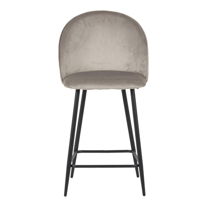 Σκαμπό Μπαρ Μεσαίου Ύψους Perch Βελούδο σε Γκρι Απόχρωση με Μαύρα Μεταλλικά Πόδια 50x43x99