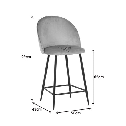 Σκαμπό Μπαρ Μεσαίου Ύψους Perch Βελούδο σε Μαύρη Απόχρωση με Μαύρα Μεταλλικά Πόδια 50x43x99