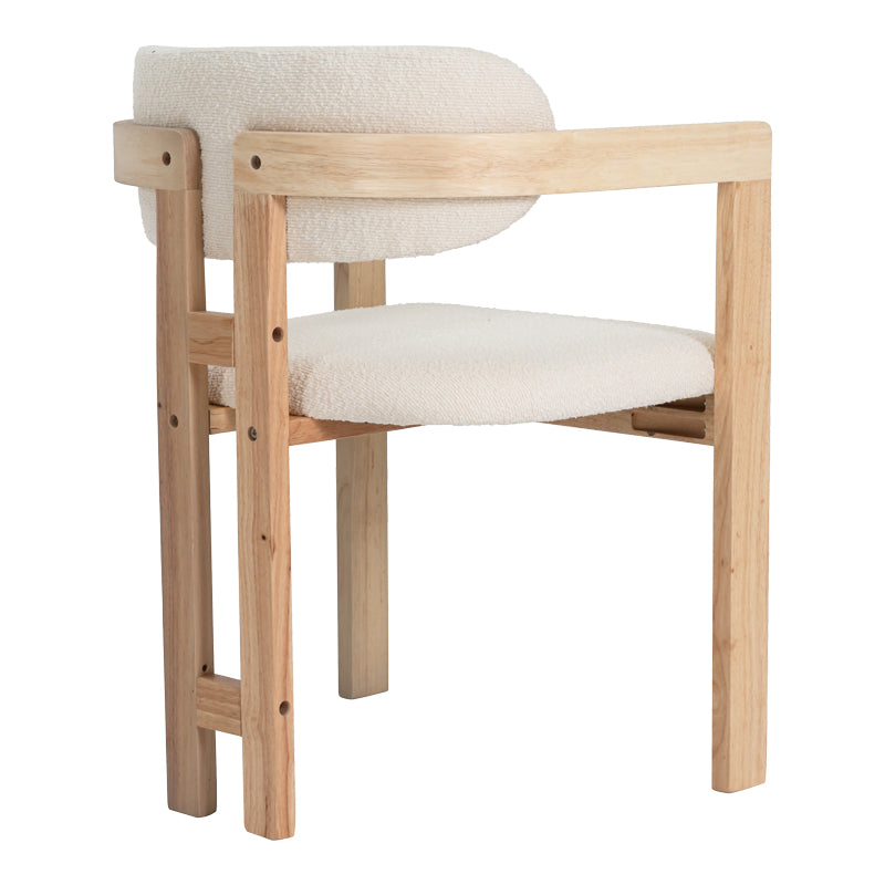 Winsor Armchair Beige Boucle Fabric-Rubberwood in Natural Shade 58.5x51x76