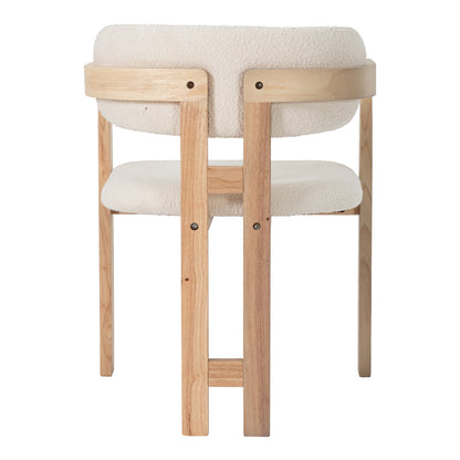 Winsor Armchair Beige Boucle Fabric-Rubberwood in Natural Shade 58.5x51x76