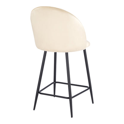 Mid-Height Bar Stool Perch Velvet Cream - Black Metal Legs 50x43x99