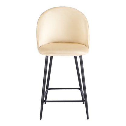 Mid-Height Bar Stool Perch Velvet Cream - Black Metal Legs 50x43x99