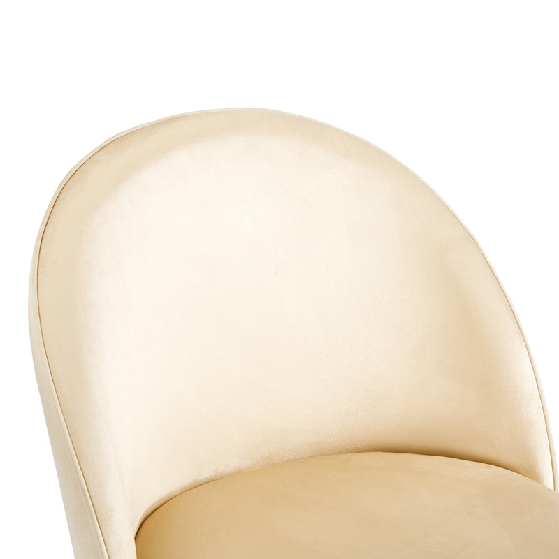 Mid-Height Bar Stool Perch Velvet Cream - Black Metal Legs 50x43x99