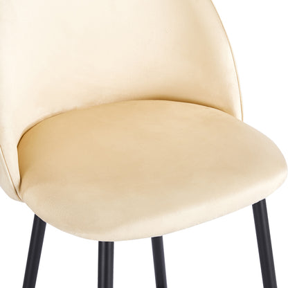 Mid-Height Bar Stool Perch Velvet Cream - Black Metal Legs 50x43x99